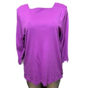 Chico's The Ultimate Tee Purple Long Sleeve Top 100% Pima Cotton Minimalist XL